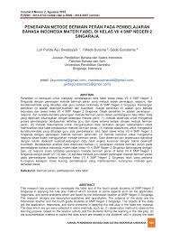 Setelah pada kesempatan lalu admin guruzamannow.id telah membahas tentang ringkasan materi pelajaran bahasa indonesia smp kelas 7 bab 5 yaitu tentang mewarisi nilai luhur. Pdf Penerapan Metode Bermain Peran Pada Pembelajaran Bahasa Indonesia Materi Fabel Di Kelas Vii 4 Smp Negeri 2 Singaraja
