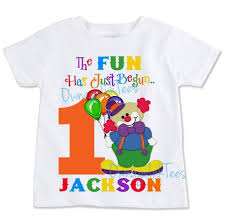 Birthday T Shirt Design With Picture Circus Clown T Shirt Personalize Add Name Age Tee Etsy In 2020 1st Birthday Shirts 1st Birthday Outfits Birthday Party Shirt