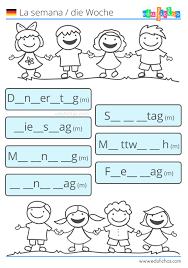 Dibujos para colorear, colorear imágenes, educación, escolar, dibujos, colorear la imagen: Los Dias De La Semana En Aleman Para Ninos Edufichas