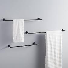 Modern bathroom towel rack ideas. Shop Black Towel Bars Clean Straightforward Silhouette In Modern Matte Black Elevates Towels With Chic So Bathroom Towel Bar Modern Towel Bars Modern Towels