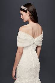 Pleated Tulle Off The Shoulder Wrap David S Bridal Wedding Dress Topper Simple Wedding Dress With Sleeves Wedding Gown Off Shoulder