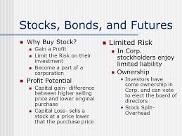Whats the difference between stocks and bonds. Stocks Bonds And Futures Why Buy Stock Gain A Profit Limit The Risk On Their Investment Become A Part Of A Corporation Profit Potential Capital Gain Ppt Download