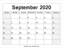 Blank Printable September Calendar 2020 Template Free August Calendar September Calendar June 2019 Calendar