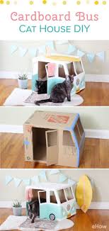 Fabriquer Une Cabane A Chat Style Combi Vw Avec Un Carton Deco Diy Maison De Chat En Carton Maison De Chat Bricolage Pour Chat