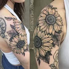 40 We Love Sunflower Tattoo Shoulder Black And White Half Sleeves 47 Akkrab Com Sunflower Tattoo Shoulder Shoulder Tattoo Sunflower Tattoos