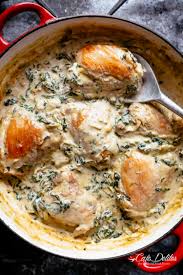 Preheat the oven to 425 degrees f (218 degrees c). Creamy Spinach Artichoke Chicken Thighs Cafe Delites