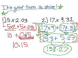 The distributive property is the same as the distributive property of multiplication, and it can be used over addition or subtraction. Multiplying Decimals With The Distributive Property Math Showme