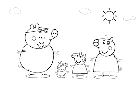 Disegno Di La Famiglia Di Peppa Pig Da Colorare Per Bambini