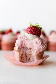 Fresh strawberry chocolate truffle cupcakes with fresh strawberry whipped cream frosting. White Chocolate Strawberry Cupcakes Sally S Baking Addiction