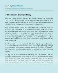 Before writing a reflection paper, take some. Self Reflection Example Free Essay Example