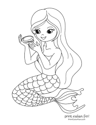 This listing is a digital instant download only. 30 Mermaid Coloring Pages Free Fantasy Printables Print Color Fun