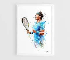 Rafael Nadal A3 Art Prints Of The Original Watercolors Paintings Tennis Poster Tennis Art Painting Original Watercolor Painting Sports Wall Art