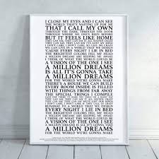A million dreams (from the greatest showman soundtrack). A Million Dreams Song Lyrics Print Songprints Com