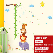 us 5 1 40 off kids rooms elephant lion monkey birds jungle animals height measure growth wall sticker height chart decal home decor poster in wall