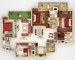House Plans 3d House Plans With Four Bed Rooms Apartment Floor Plans 4 Bedroom House Designs 3d House Plans