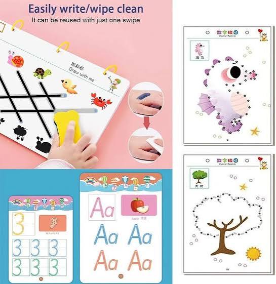 A4 Kids Learning Tracing Book – 64 Pages (Reusable) - Emporium Store - Emporium Store