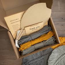 Learn macrame with this beginner kit create a beautiful double plant hanger! Macrame Kit Diy Macrame Wall Hanging Kit Triple Feather Dark Grey Mustard Light Grey