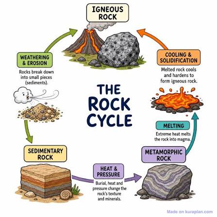 Rock Cycle Detailed Diagram — Free Printable Diagram for Teachers | Kuraplan