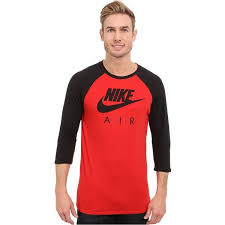 Black Red And Blue Nike Shirt Nike Air 3 4 Raglan Tee University Red Black Wolf Grey Men S T Shirt 25 Liked On Polyvore Featuring Men Long Sleeve Tshirt Men Mens Outfits Mens Tshirts