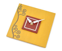 Yellow Wall Clock 7 5 Quot Square Art Clock With Swirling Smoke Design Ready To Ship Yellow Wall Clocks Clock Wall Clock