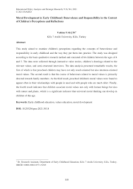 PDF) Moral Development in Early Childhood: Benevolence and Responsibility  in the Context of Childrens Perceptions and Reflections