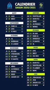 Les trois premières, en septembre, octobre et novembre 2021, seront consacrées aux éliminatoires de la coupe du monde 2022 et à la phase finale de la ligue des nations auxquels. Ligue 1 Le Calendrier De L Olympique De Marseille Pour La Saison 2020 2021 Journee Par Journee