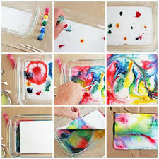 Science Art For Kids Marbled Milk Paper Kreativ Malen Mit Kindern Bastelideen