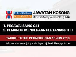 Lot 273, s27/7039 temuduga terbuka akan diadakan pada : Jawatan Kosong Universiti Malaysia Kelantan Umk Tarikh Tutup 10 Jun 2019