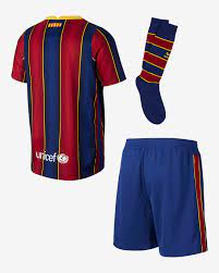 🧐 did you know that our new @nikefootball home kit is 100% made out of recycled plastic bottles? Fc Barcelona 2020 21 Home Younger Kids Football Kit Nike Sa