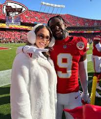 JuJu Smith-Schuster And His Fiancée Laura Yesterday At Arrowhead💛💛