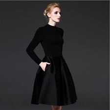 Long Sleeves Short Sleeve Black Color A Line Skirt Plus Size One Piece Dress S Xxl Roupas Preto