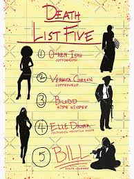 Kill Bill Death List 5" Magnet for Sale by Purakushi | Redbubble