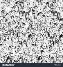 Black And White Crowd Wallpaper Seamless Crowd Of People Illustration Custom Wallpaper Idea Crowd Drawing People Illustration Illustration