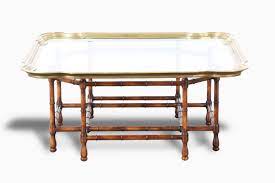 15 h x 50 w x 40 d property from a litchfield estate. Baker Coffee Table With Faux Bamboo Base And Brass Top Vintage Supply Store