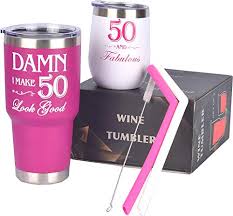 5 out of 5 stars. 50th Birthday Gifts For Women 50 And Fabulous Wine Tumbler 50 And Fabulous Tumbler For Women 50th Birthday Tumbler Set 50th Birthday Presents For Friends Sister Her 50th Birthday Gifts Idea Buy