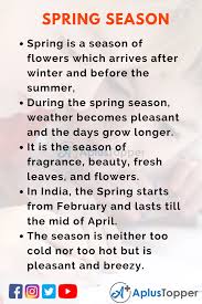 This piece is the perfect description of spring. 10 Lines On Spring Season For Students And Children In English A Plus Topper