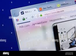 Ryazan, Russia - May 20, 2018: Homepage of Ria website on the display of  PC, url - Ria.com Stock Photo - Alamy