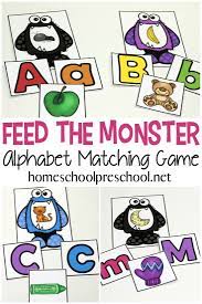 Free Printable Feed The Monster Alphabet Game For Preschoolers Free Preschool Printables Alphabet Activities Preschool Alphabet Games Preschool
