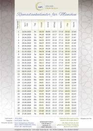 Der ramadan endet mit dem zuckerfest (fest des fastenbrechens). Ramadankalender 2020 Mfi Munchen
