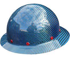 Smooth Crown Blue Carbon Fiber Hard Hat Full Brim Hard Hats Blue Carbon Carbon Fiber