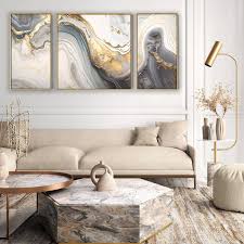 Modern Grey Gold Abstract Wall Art