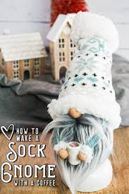 Sock Gnome Holding A Coffee Cup In 2020 Gnomes Diy Crafts Gnomes