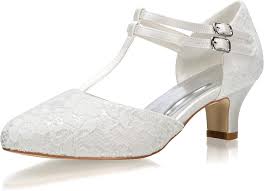 Shoes of fsj with crystal and white yarn are the best choice for your wedding day. Amazon Com Jiajia 00968 Women S Bridal Shoes Closed Toe T Strap Block Low Heel Lace Satin Pumps Wedding Shoes Pumps