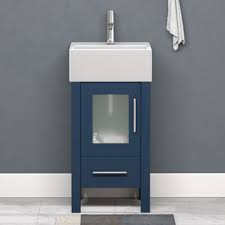 18 inch bathroom veassel sink vanity. Solid Wood 18 Narrow Bathroom Vanity Set With White Rectangular Porcelain Vessel Sink Faucet And Matching Vanity Mirror By Cambridge Plumbing Kitchensource Com