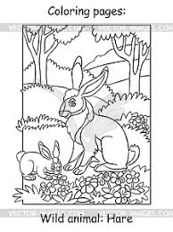 These little bunnies need them both to survive in their snowy home. Children Coloring Book Page Hares White Black Vector Clipart