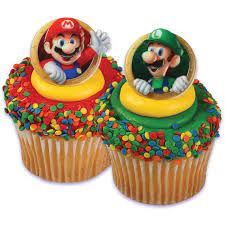 Prints 6 super mario and luigi dollars per sheet. 24 Super Mario Luigi Cupcake Cake Ring Birthday Party Favor Toppers Walmart Com Walmart Com