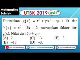 Contoh soal dan pembahasan tps utbk. Soal Asli Utbk 2019 Matematika Saintek Sukubanyak Youtube Matematika