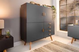 Design Highboard Scandinavia Meisterstuck 140cm Grau Echt Eiche Modernes Design Highboard Im Trendstarken Mat Highboard Kleine Wohnung Wohnzimmer Eiche Mobel