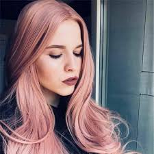 Rose Gold Pink Middle Parting Synth Wig