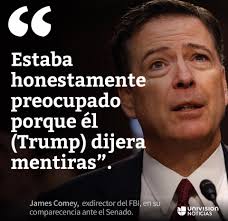 James Comey ofrece testimonio histórico ante el comité de inteligencia del  senado.